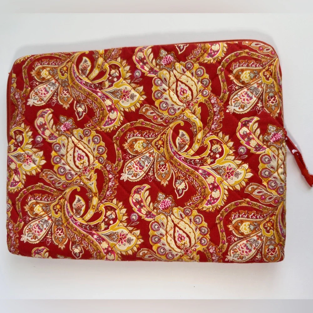 Orange Paisley Print Cotton Laptop/ Tablet Case Raymond Waites NWOT